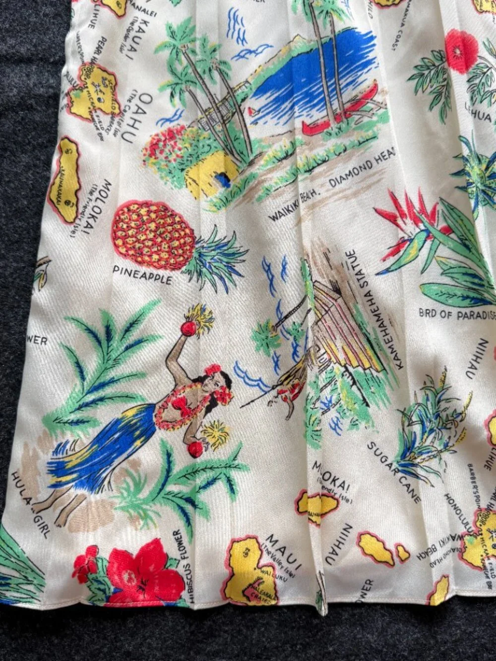 J.Crew Hawaiian Island Map Tropical Pleated Skirt Size 14